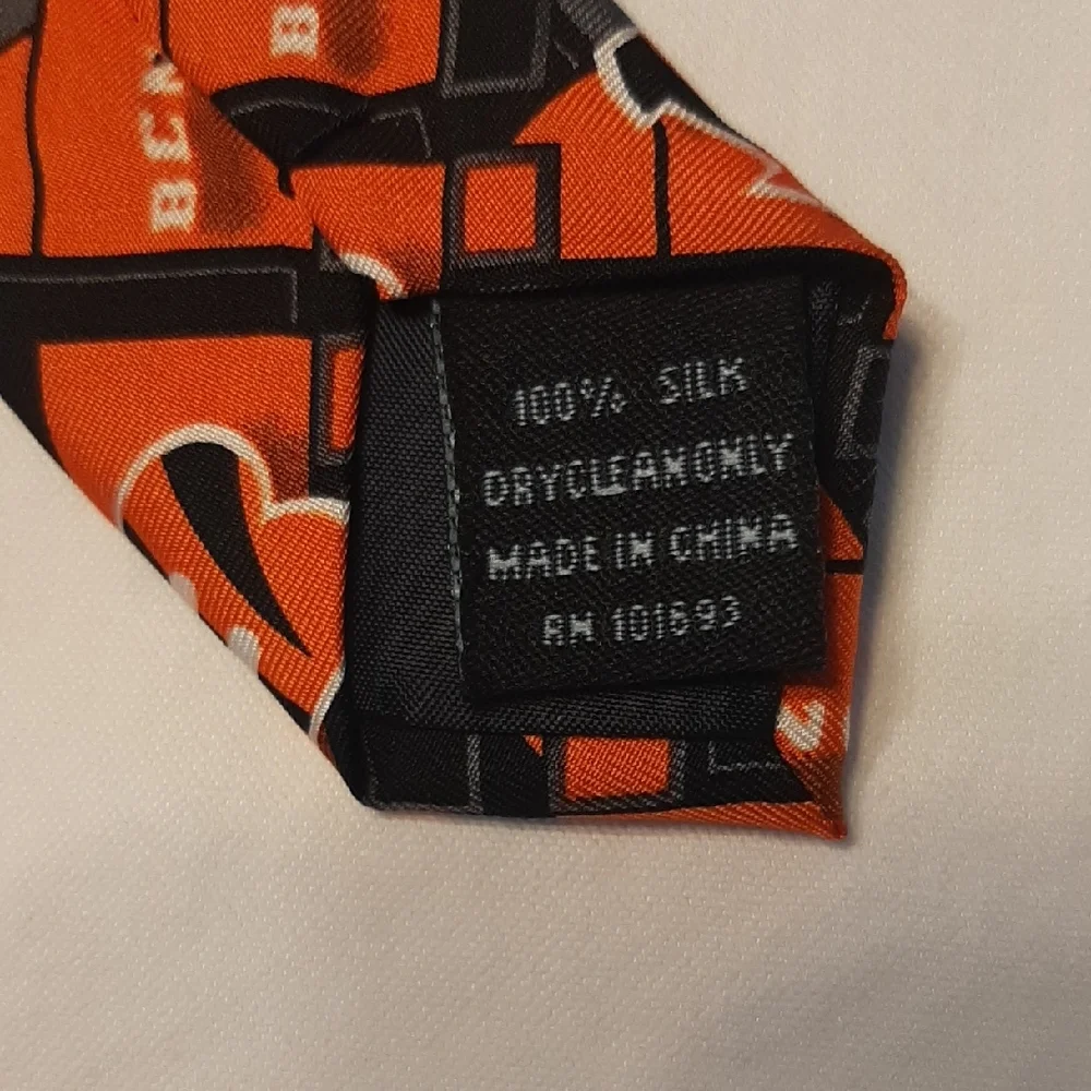 NFL Bengals Orange and Black Logo Men's Silk Neck Tie